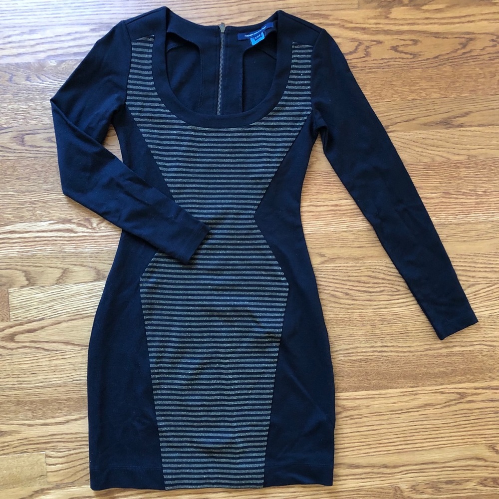 French Connection | Black and Gold Body Con Dress